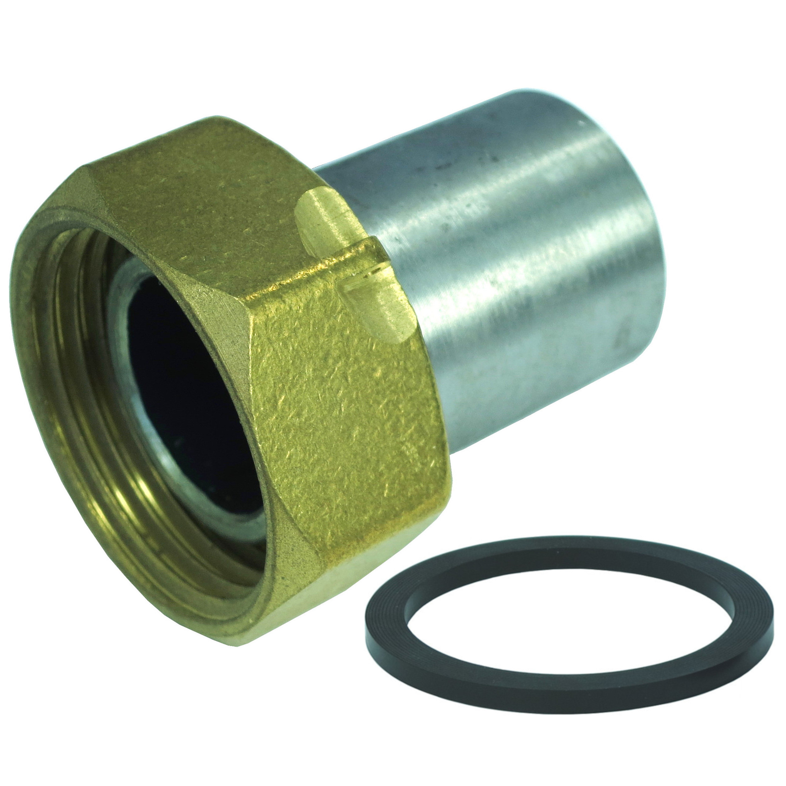 BRASS CONNECTOR FOR PLUG GAS VALVE WITH IRON TAIL AND NUT WITH LOCKING HOLE